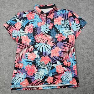 Good Good Golf Polo Shirt Mens 2XL Black Tropical Floral Performance Stretch